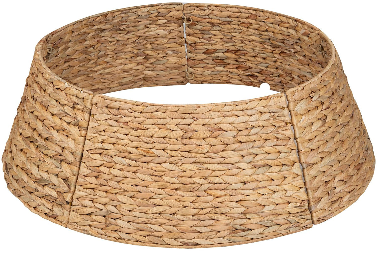KOLWOVEN 28in Christmas Tree Collar Large to Small Christmas Tree, Woven Christmas Tree Ring Adjustable Skirt, Christmas Tree Skirt for Decoration, Base Protection from Pets (Water Hyacinth)