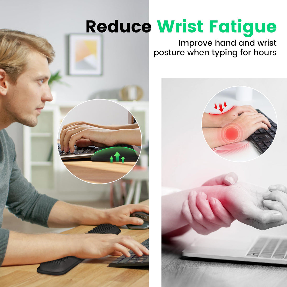 MEKASS Keyboard Wrist Rest, Soft Memory Foam Wrist Support for Keyboard, Keyboard Hand Rest Pad for Wrist Pain Relief, Keyboard Wrist Guard for Long Hours of Work, Gaming, Studying(Classic Black)