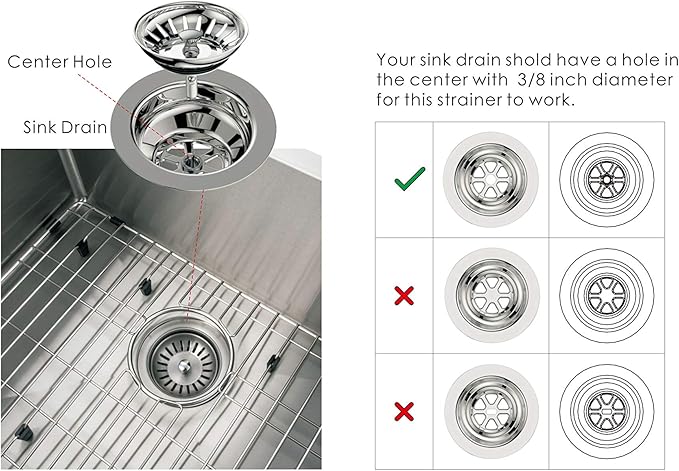 KANARY Stainless Steel Kitchen Sink Strainer Basket-Replacement