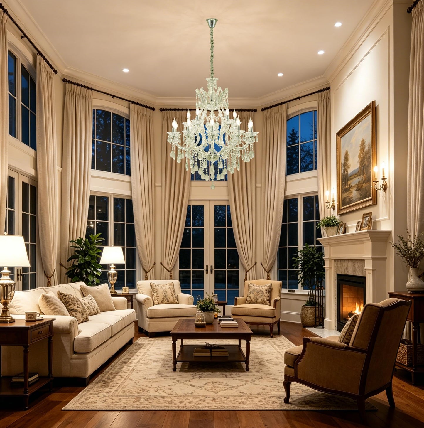 Transparent Crystal Chandelier 16-Light Modern K9 Crystal Chandelier Light Fixtures 33.5in Luxurious Ceiling Hanging Light Fixtures for Living Room, Dinning Room Staircase Entryway(16 Lights 2-Tier)