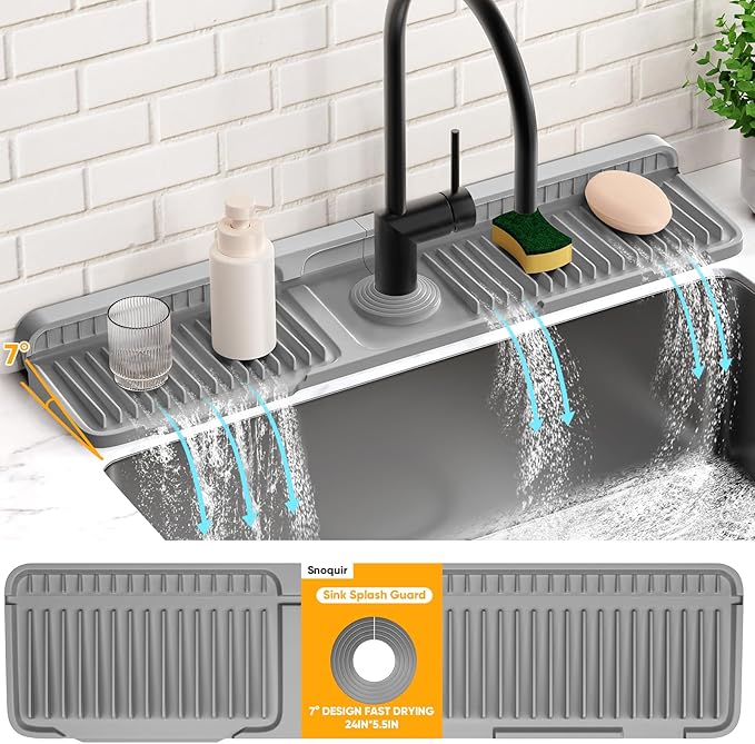 24'' Longer Faucet Mat for Kitchen Sink Splash GuardKitchen Sink Faucet Mat