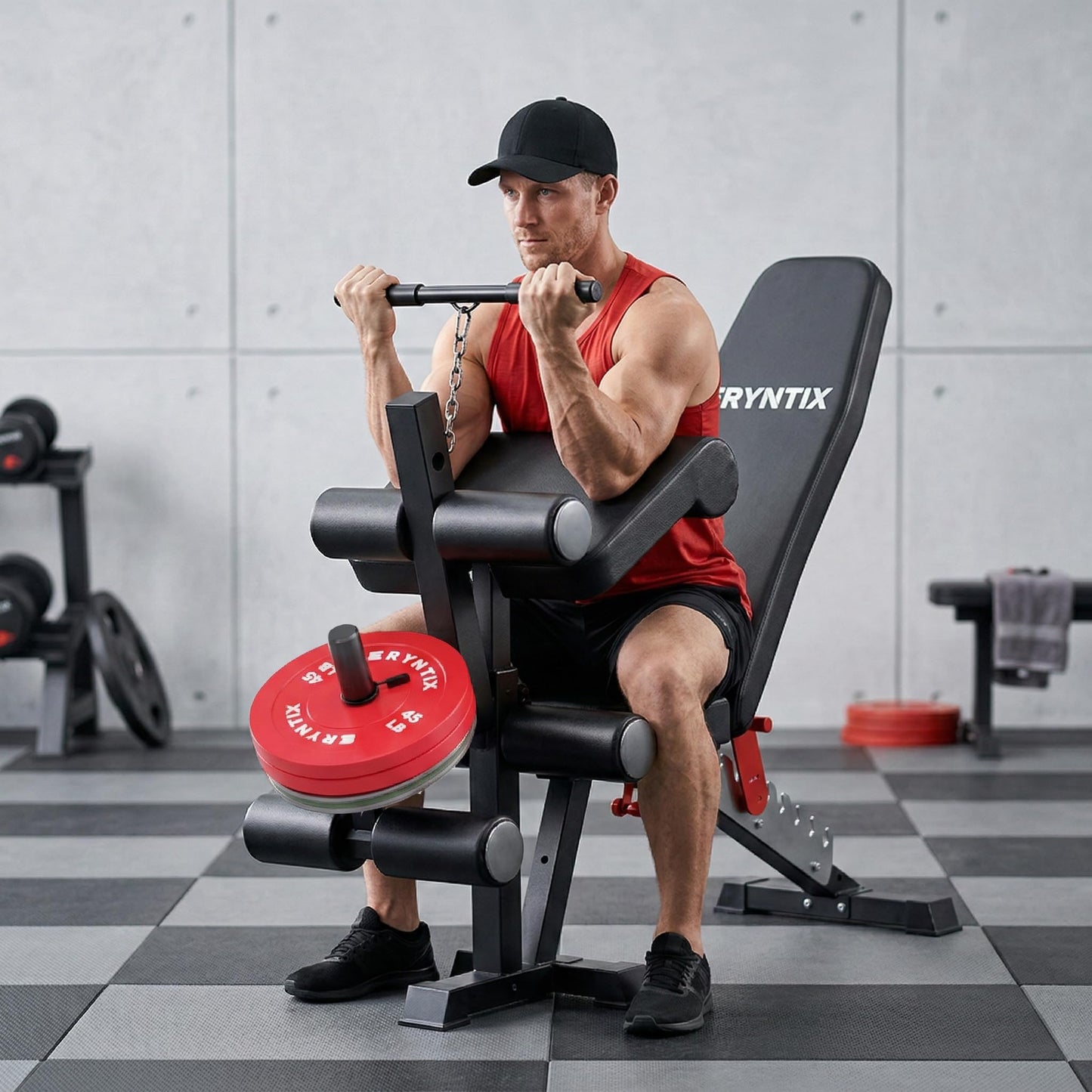 Eryntix Adjustable Leg Extension and Curl Machine, Foldable Pro Heavy-Duty Weight Bench, 1600LBS Workout Bench, 21-Position Multifunctional Weight Benchs, Iscc Plus Certified for Home Gym