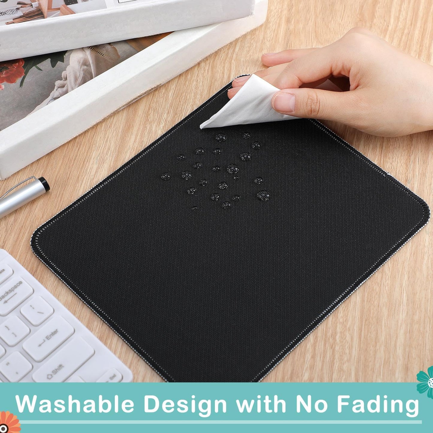 Kanayu 12 Pcs Inspirational Mouse Pad Bulk Fun Floral Mouse Pad with Motivational Quotes Square Non Slip Rubber Mousepad for Desk Office Home Laptop Computer