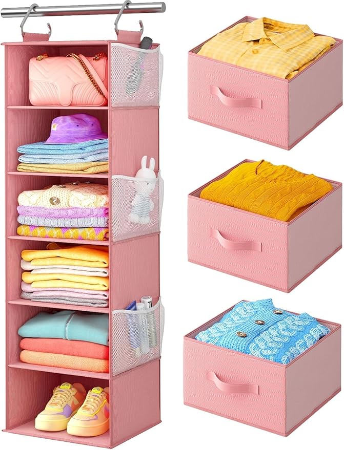 Pipishell Hanging Closet Organizer 6-Shelf, Hanging Shelves