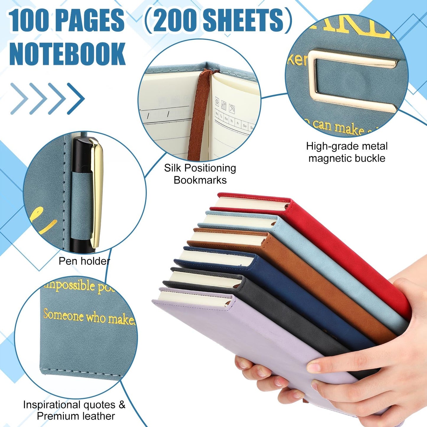 Chuangdi 6 Sets Difference Maker Gifts Employee Appreciation Gifts Bulk A5 Leather Journal Notebook with Metal Buckle Ballpoint Pen Thank You Inspiration set for Women Men Teachers Coworker Manager