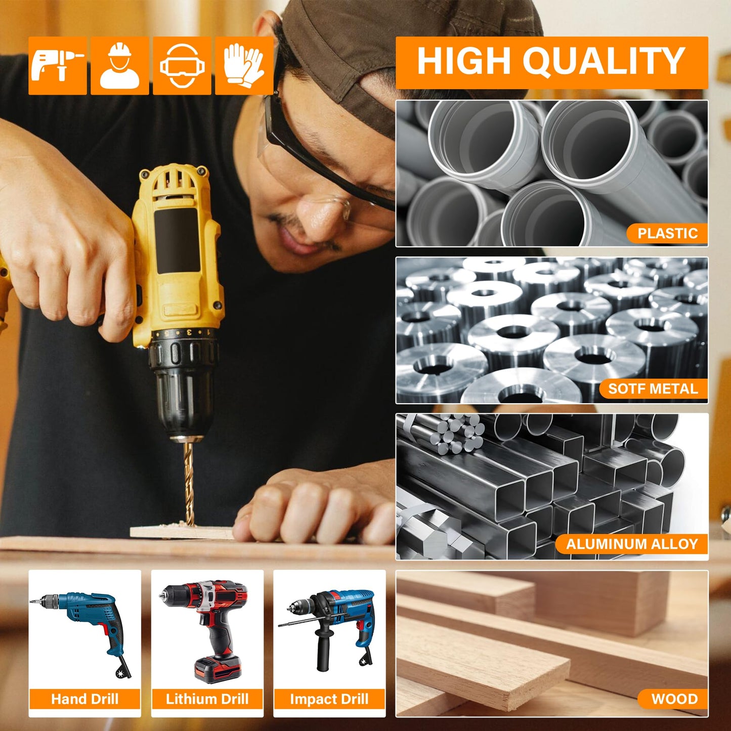 ZHUREKER 115pcs Cobalt Drill Bit Set, M35 High Speed Steel Twist Jobber Length Kit with Metal Index Storage Case, Drill Bits for Metal, Stainless Steel, Cast Iron, Plastic and Wood