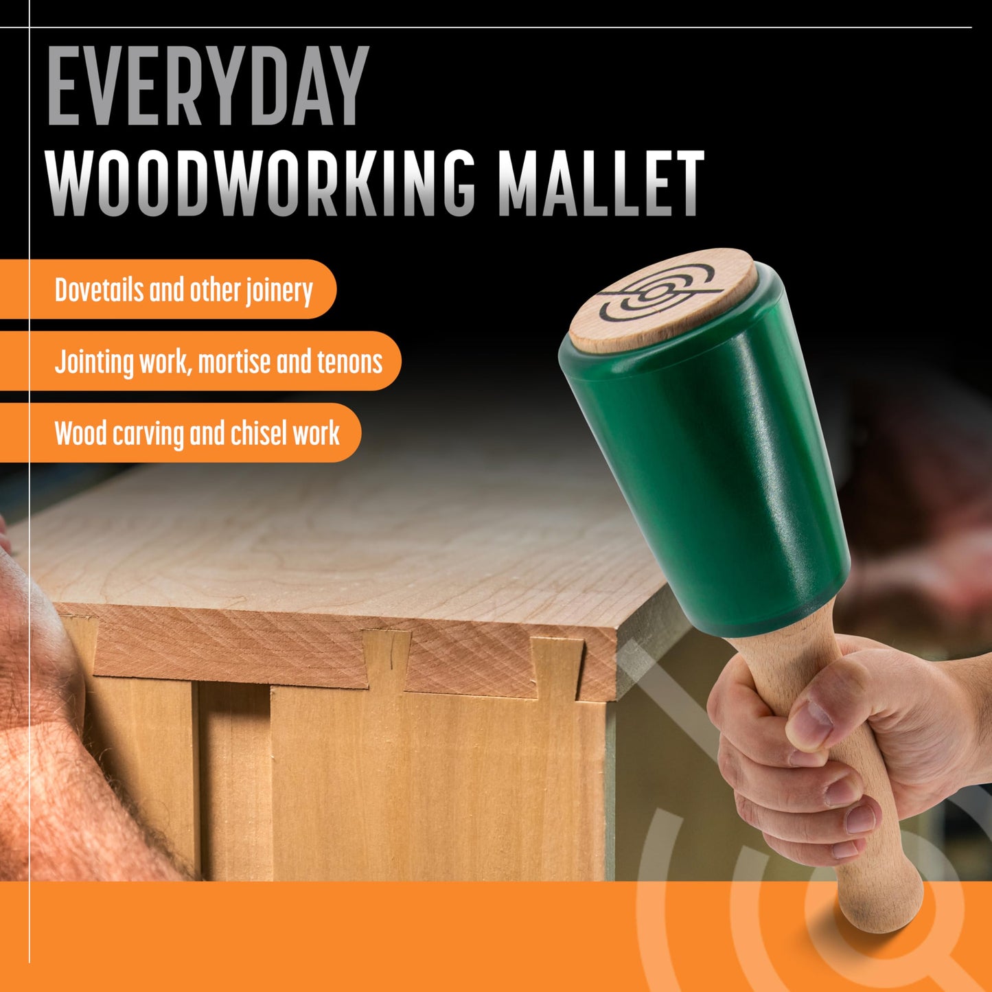 Precision Wood Carving Mallet 15oz for Woodworking, Comfortable Wooden Handle Reduces Hand Fatigue, Non-Marring Urethane Head Protects Tools, Chisel Hammer from Schaaf Tools