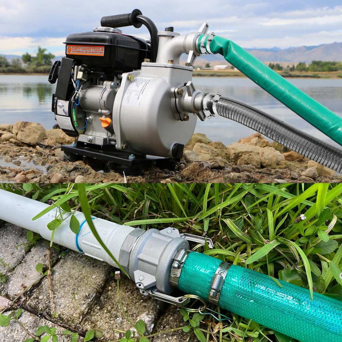 SAFBY Pump Water hose Discharge 2" x 50' Backwash Hose, 2" x 20' Suction Hose With Aluminum Camlock A C E D Fittings, Heavy Duty Three layer Backwash Drain Hose for pool(2 in, 50 ft outlet 20ft inlet)
