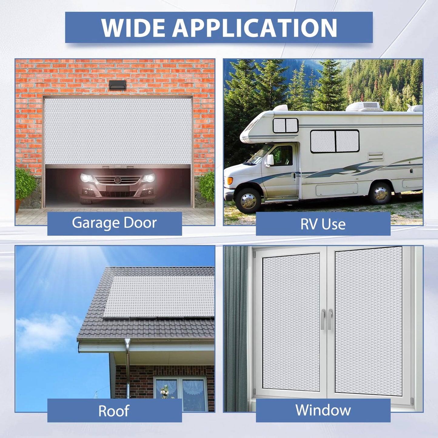 Reflective Bubble Insulation Sheet 6MM Thick Double Bubble Aluminum Foil Shield Garage Door Insulation Panels Kit Radiant Barrier for Windows RV Roof Attic Wall (20.5IN X 54IN, 16 PCS)