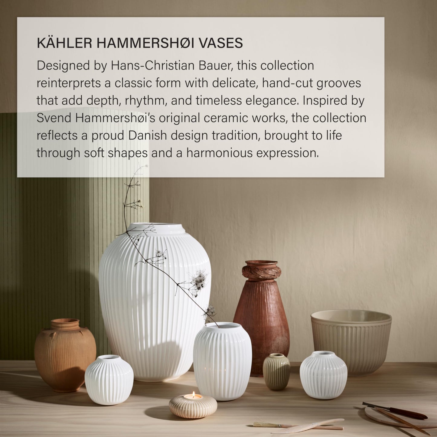 Kahler Hammershoi Tealight Holder | White Porcelain | 3.9 Inch