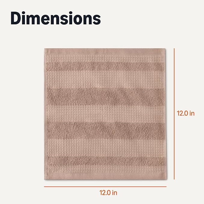 Amazon Basics Organic Cotton Waffle Weave Kitchen Dish Cloths, Ultra Absorbent
