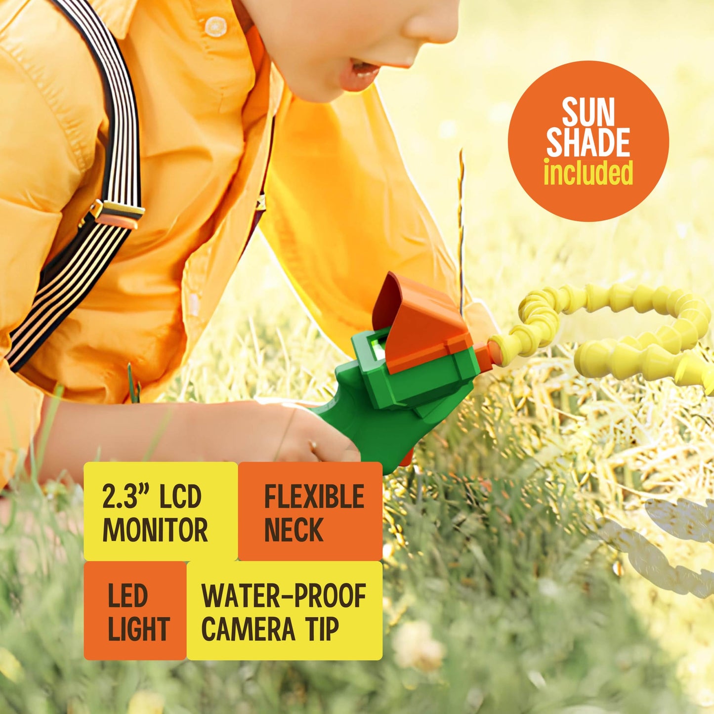 Borescope Snake Scope Camera with Light for Kids, Rechargeable Outdoor Educational STEM Toys, Gifts for 5 Year Old Boy, Nature Activities, Best Gift for Boys, Girls Ages 4 5 6 7 8 9 10 11 Years Old