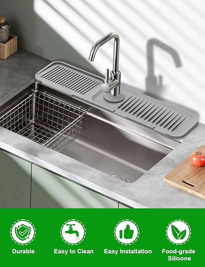 Kitchen Sink Splash Guard, 5°Slope Draining Mat