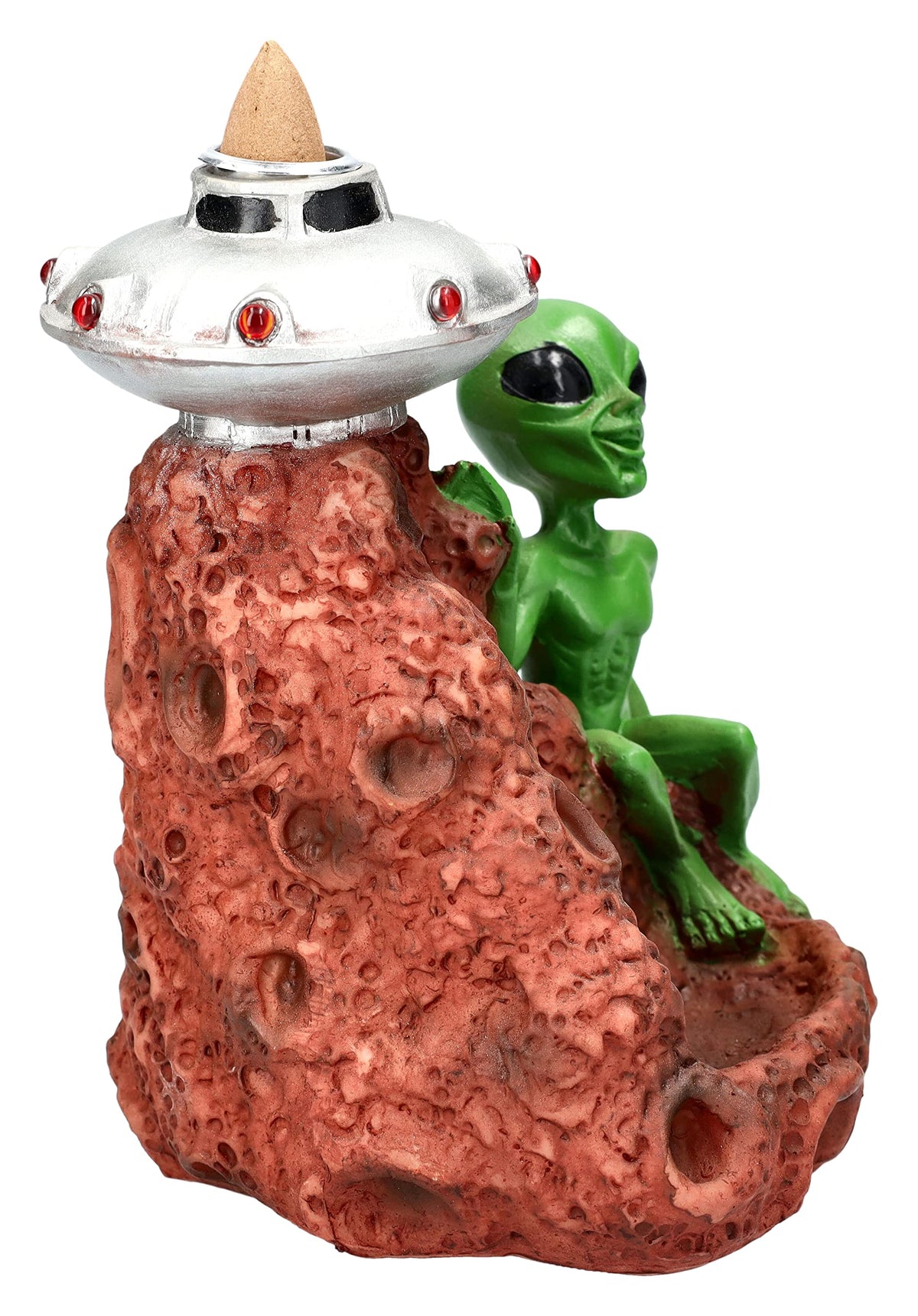 Pacific Giftware Backflow Incense Burner Alien with UFO Backflow Waterfall Incense Holder Alien Figure