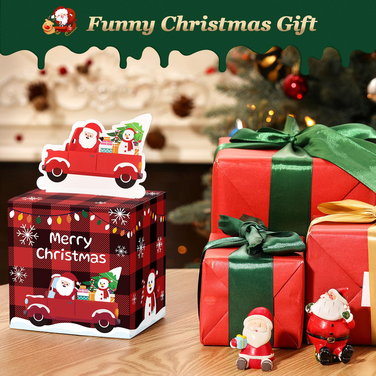 MoKo Christmas Money Box for Cash Gift Pull, 6 Pack Surprise Money Gift Box for Kids Adults with 160 Pcs Transparent Bags, A Fun Way to Give Cash to Girls and Boys, Christmas Decor Ideas, Red and Blue