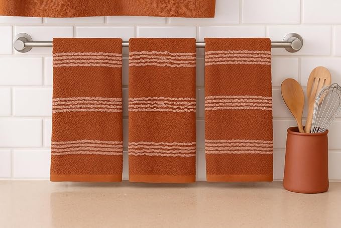Serafina Home Terracotta Orange Rust Kitchen Hand Dish Towels: Oversized 18" x
