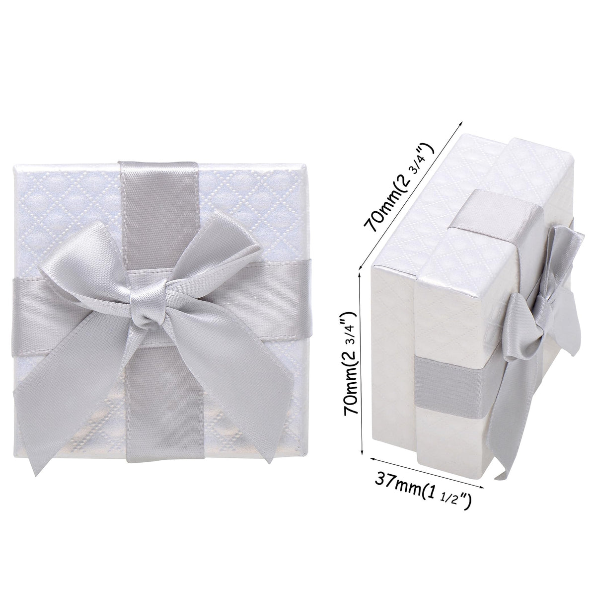 Pearl Miner 2.8 x 2.8 x 1.4 Inches Jewelry Gift Boxes with White Ribbon Bow, 6 Pack