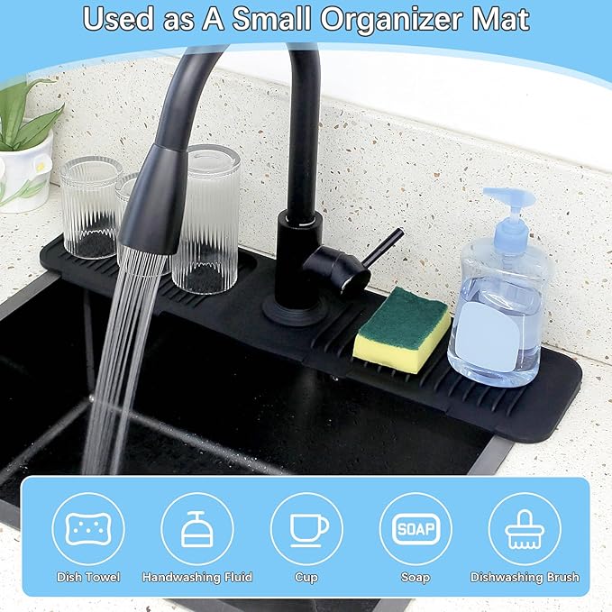 5° Slope Kitchen Sink Faucet Mat, Kitchen Sink Splash Guard, Silicone Material