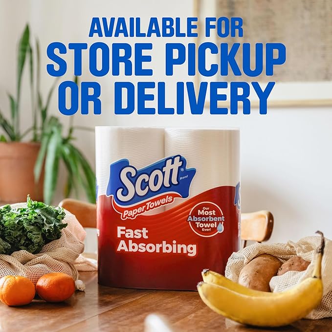 Scott Paper Towels, Choose-A-Sheet, 2 Double Rolls = 4 Regular Rolls