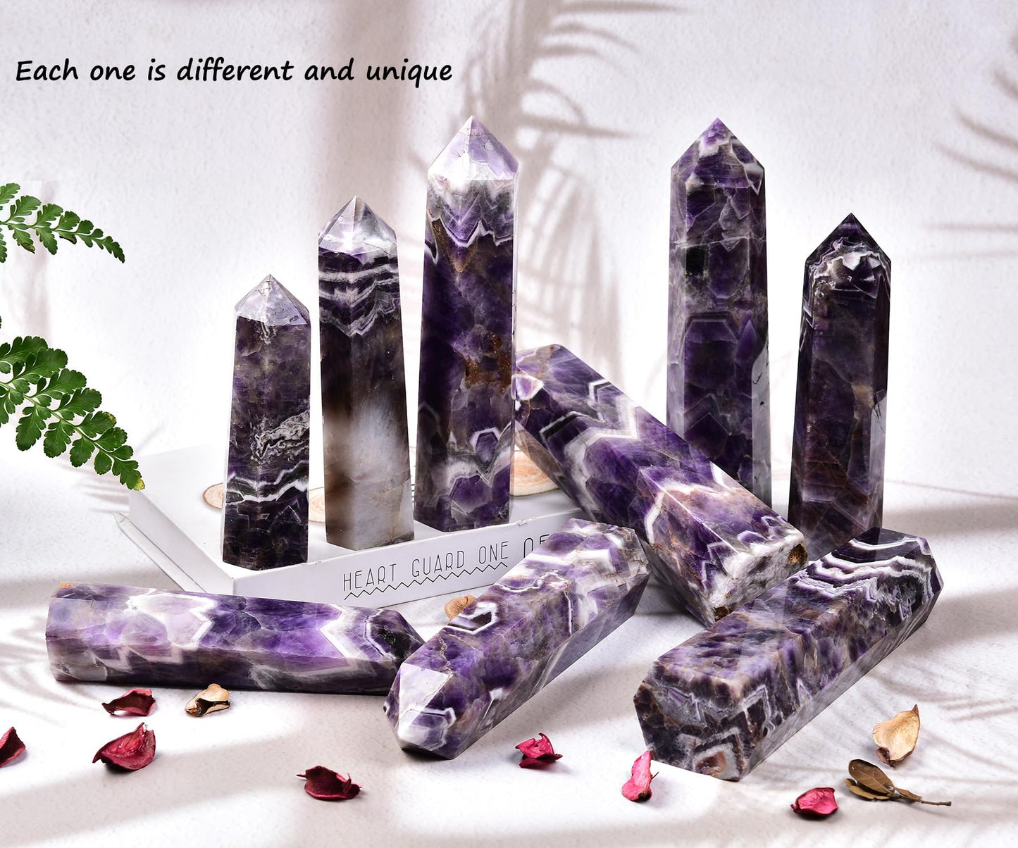 AMOYSTONE Large Crystal Tower Natural Dream Amethyst 6 Faceted Obelisk Healing Crystal Pillar Wand Tumbled Hexagonal Pointed 1-1.7 Lbs Home Décor