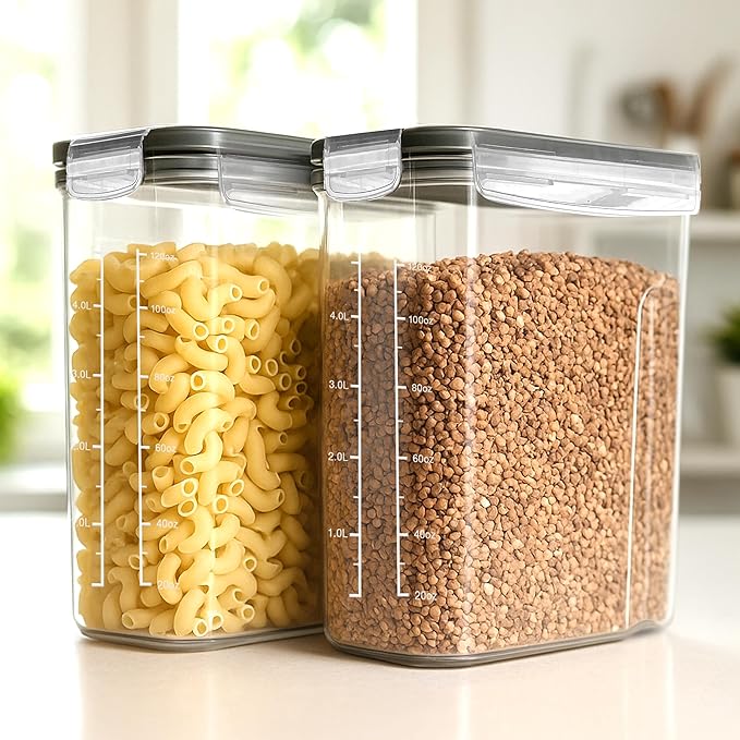 Utopia Kitchen Cereal Containers Storage Set – 2 Pack 4L Airtight Food Storage