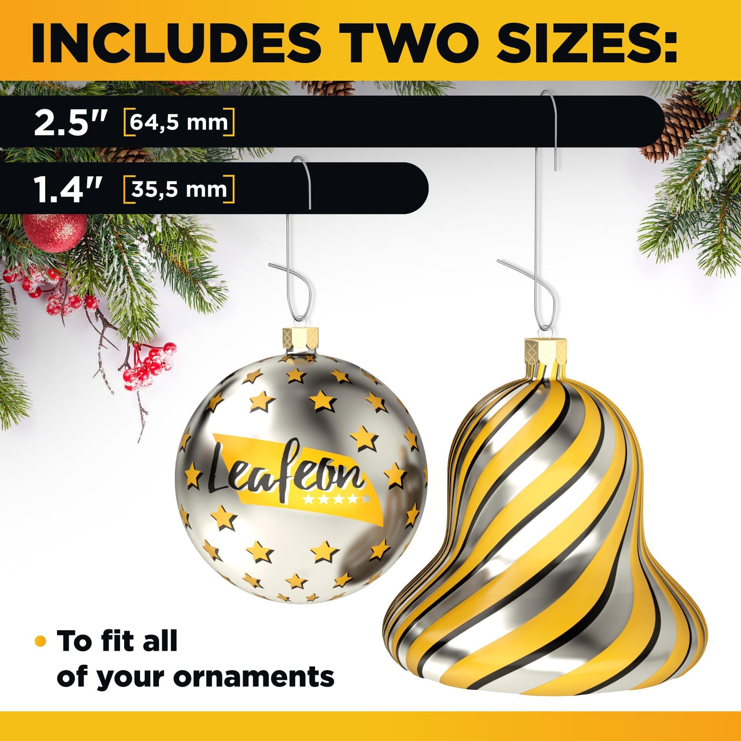 Leafeon 150 Pack Christmas Ornament Hooks β Great Xmas Ornament Hangers for Christmas Tree Decoration (Silver)