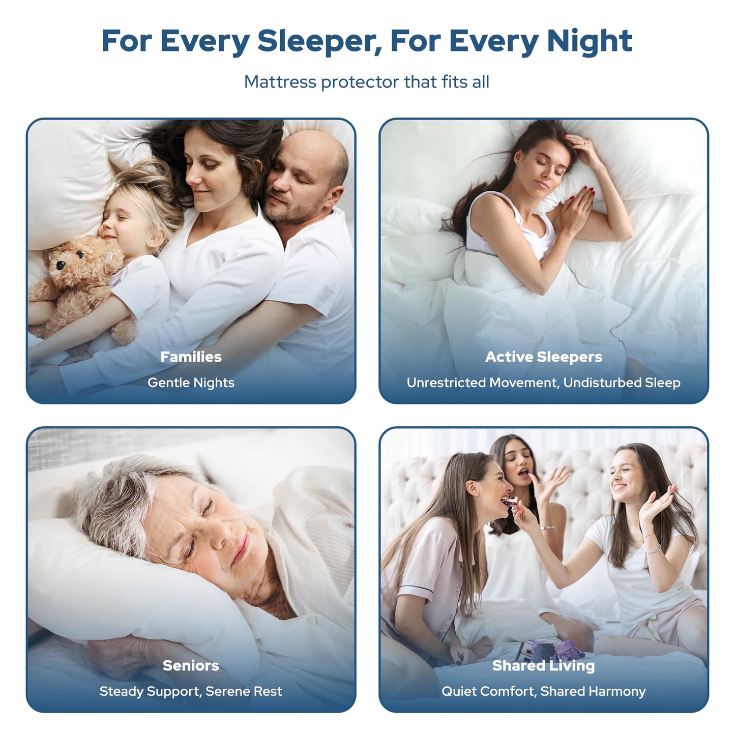 BEDLORE 2 Pack Waterproof Mattress Protector, King Size Mattress Pad with Deep Pocket Fitted Up to 6-18 inches, Soft Noiseless Single Bed Mattress Cover for Bedroom, Dorm Room (White)
