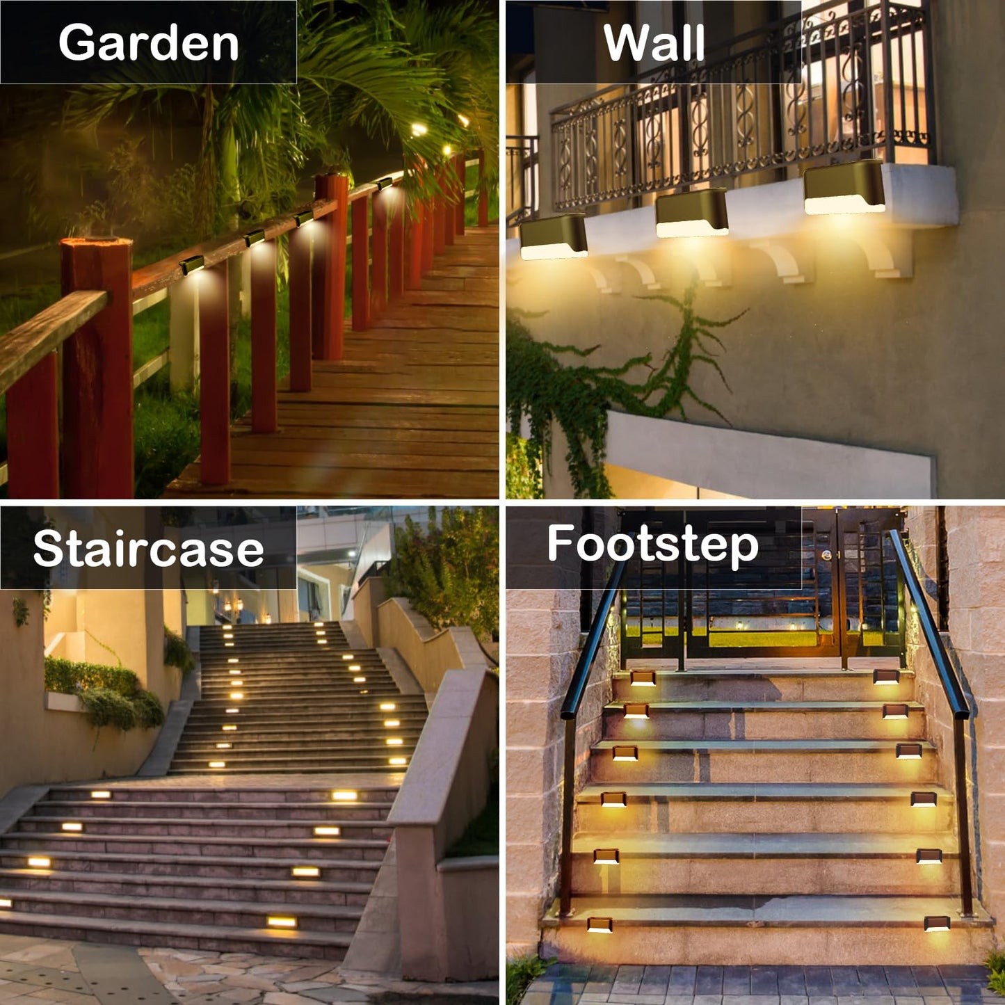 BKBB PPBB Solar Deck Lights Outdoor, 20 Pcs Solar Step Lights, Waterproof LED Solar Lights for Outdoor Stairs, Step, Fence, Yard, Patio, Railing, Garden and Pathway