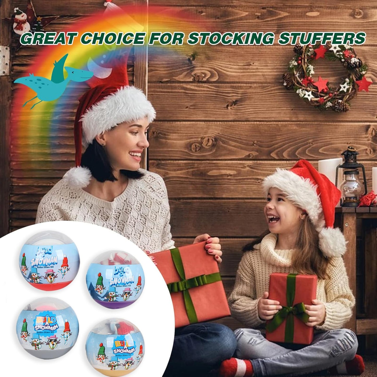 BEIGUO Christmas Crafts 4 Pack Colorful Balls with Modeling Clay Snowman DIY Kit for Kids Boys Girls Christmas Stocking Stuffers Gifts