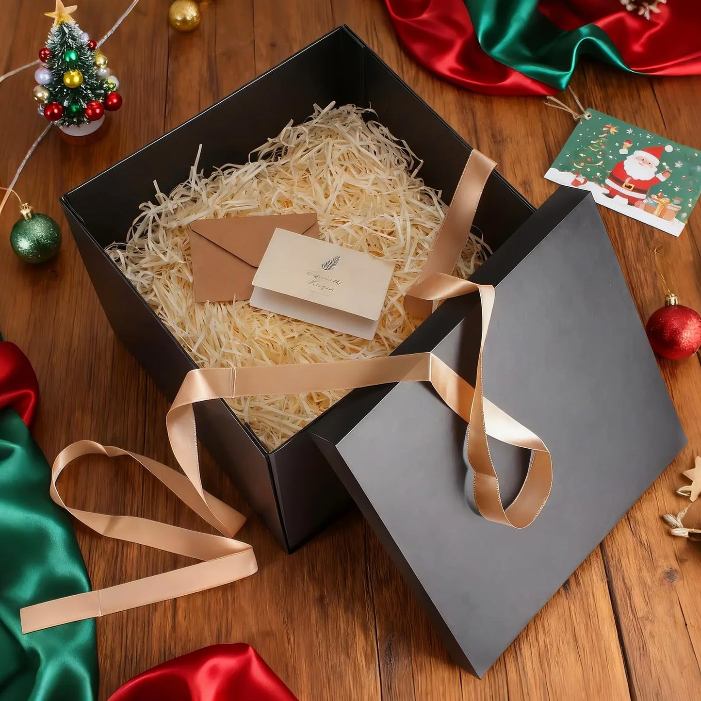 Donyang Gift Box, 12x12x10 inches Large Black Gift Boxes for Presents with Lids, Birthday Box, Groomsman Proposal Box, for Wedding, Valentine's Day, Mother's Day, Halloween, Christmas Gift Packging
