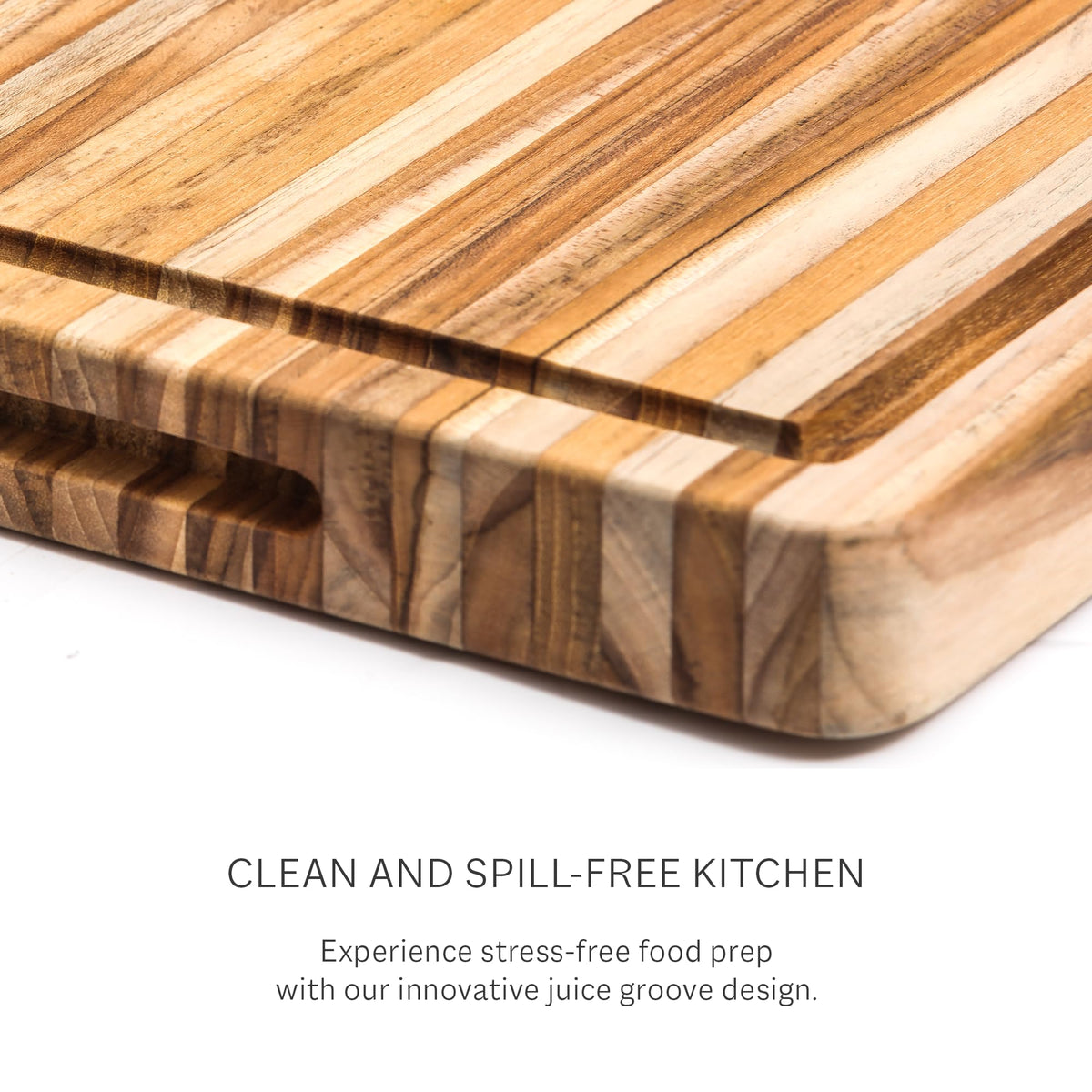 Teakhaus Carving Board with Juice Groove - Small (S) Teak Wood Cutting Board 14”L x 10”W x 1” Thick - Lightweight, Sustainably Harvested & FSC Certified - Knife Friendly with Beeswax Oil Finish