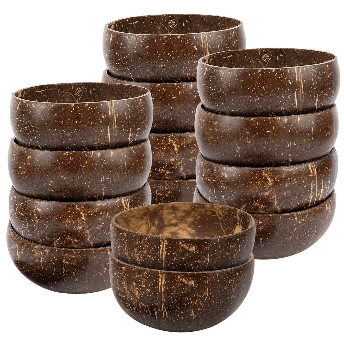 OMISTAR 14 PCS Coconut Shell Bowls, Small Polished Wooden Bowl, Natural Coconut Shell Bowls for Smoothie, Acai, Salad, Snacks, Vegan Presents, Kitchen Decor, Picnic, Theme Party Dining (14PCS)