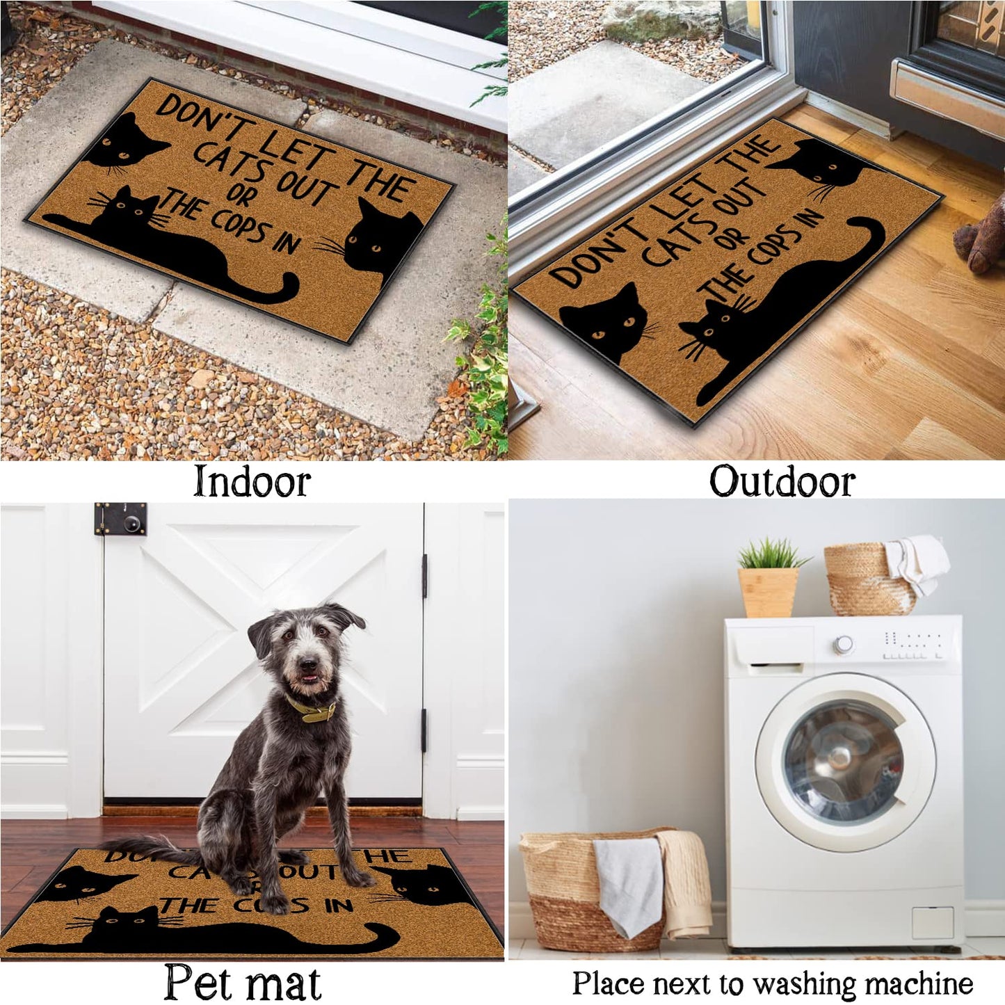 BinHang Indoor Welcome Mat, Door Mats Indoor Entrance Traps Sand and Dirt Well Fabric Don’t Let The Cats Out or The Cops in (30"X18")