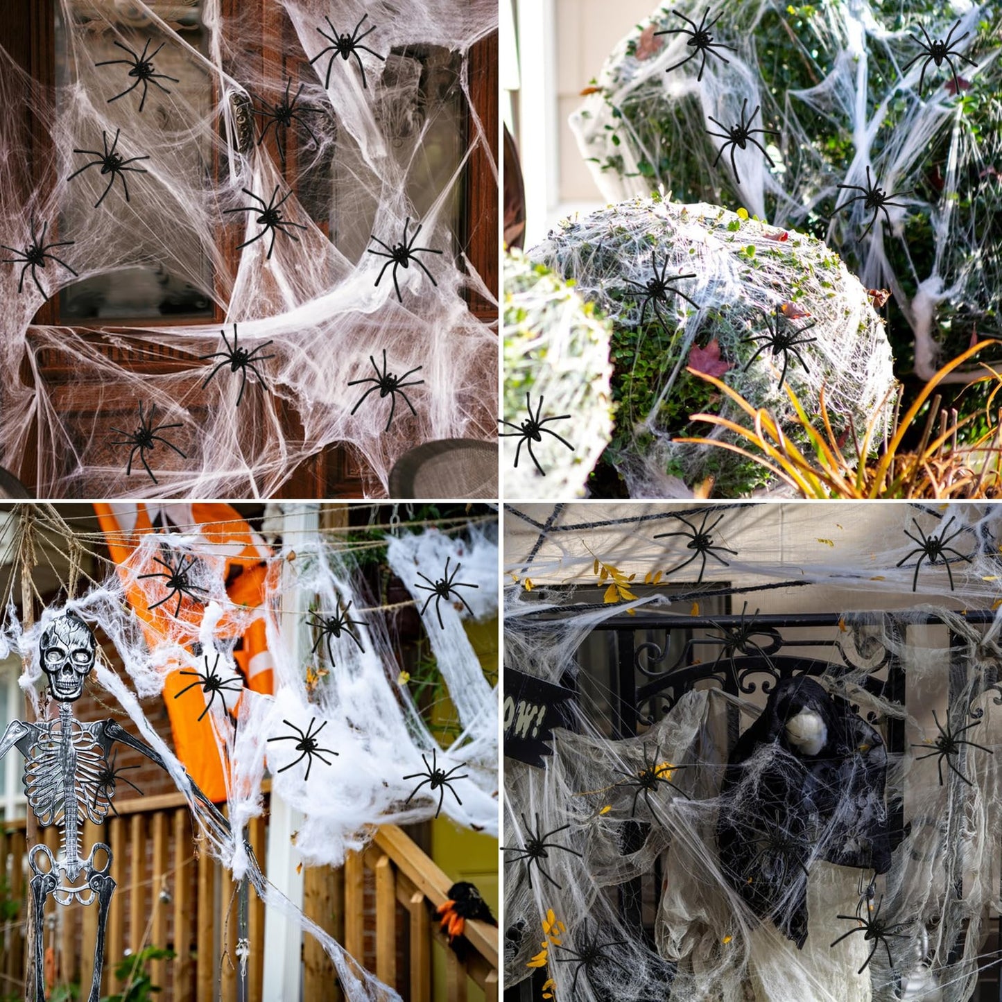 Oxivane Halloween Spider Webs Decorations 1000 sqft with 30 Fake Spiders, Super Stretchy Cobwebs for Halloween Decor Indoor and Outdoor Party Supplies