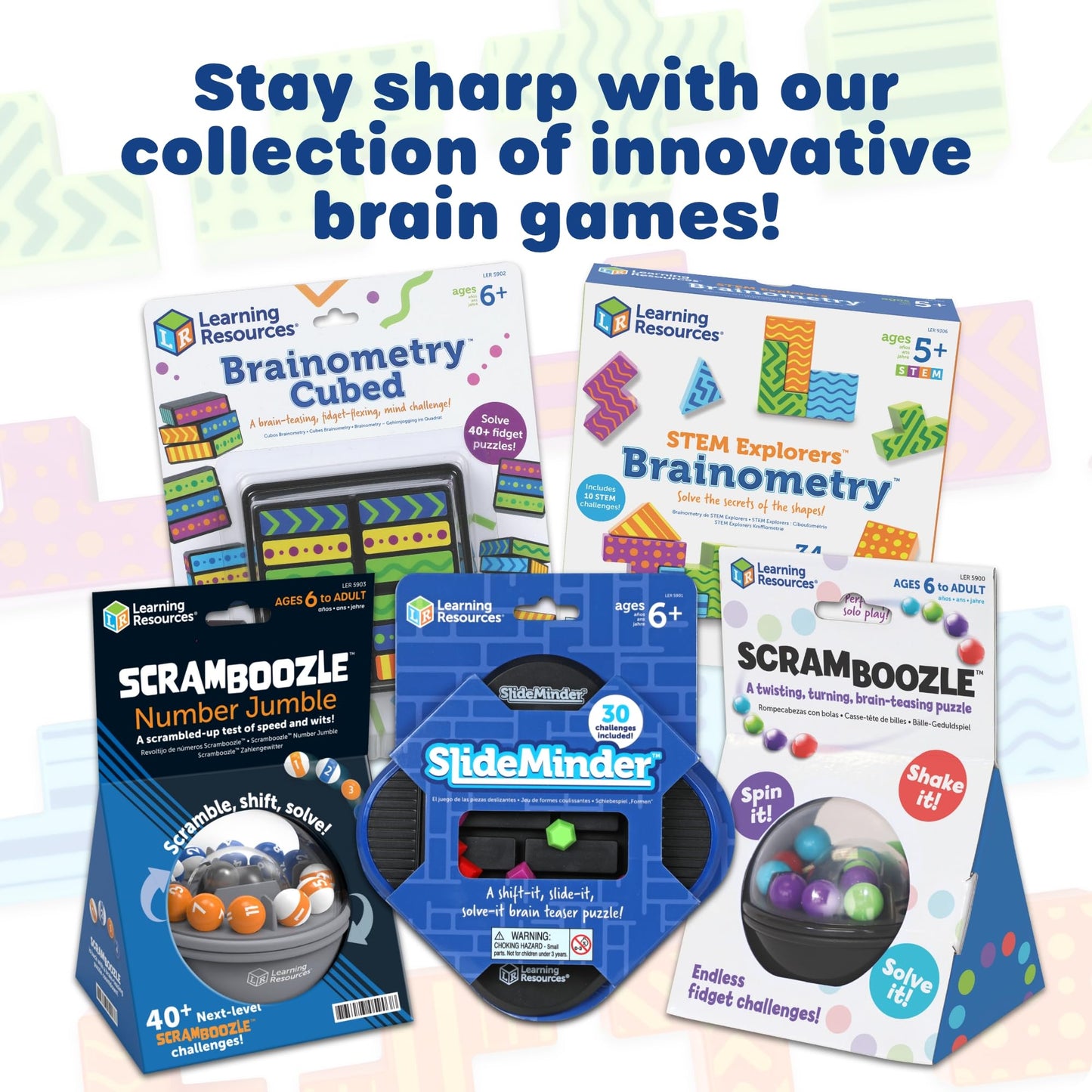 Learning Resources STEM Explorers Brainometry - 3d Puzzle, Brain Games, Brainteaser, Building Logic Toys, Gifts For Boys and Girls, Fine Motor Skills , Pattern Blocks, Math Manipulatives