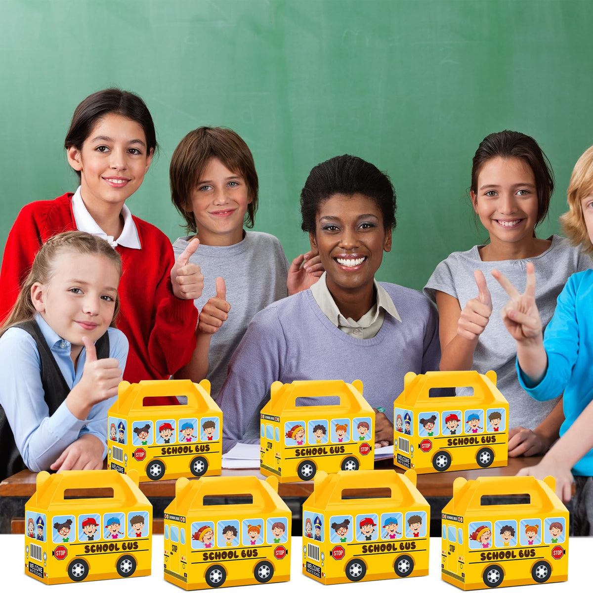ojustbeok 24Pcs School Bus Party Treat Boxes School Bus Gift Box Party favor Yellow School Bus Goodie Gift Boxes for Kids Classroom Decorations Welcome Back to School Birthday Baby Shower Supplies