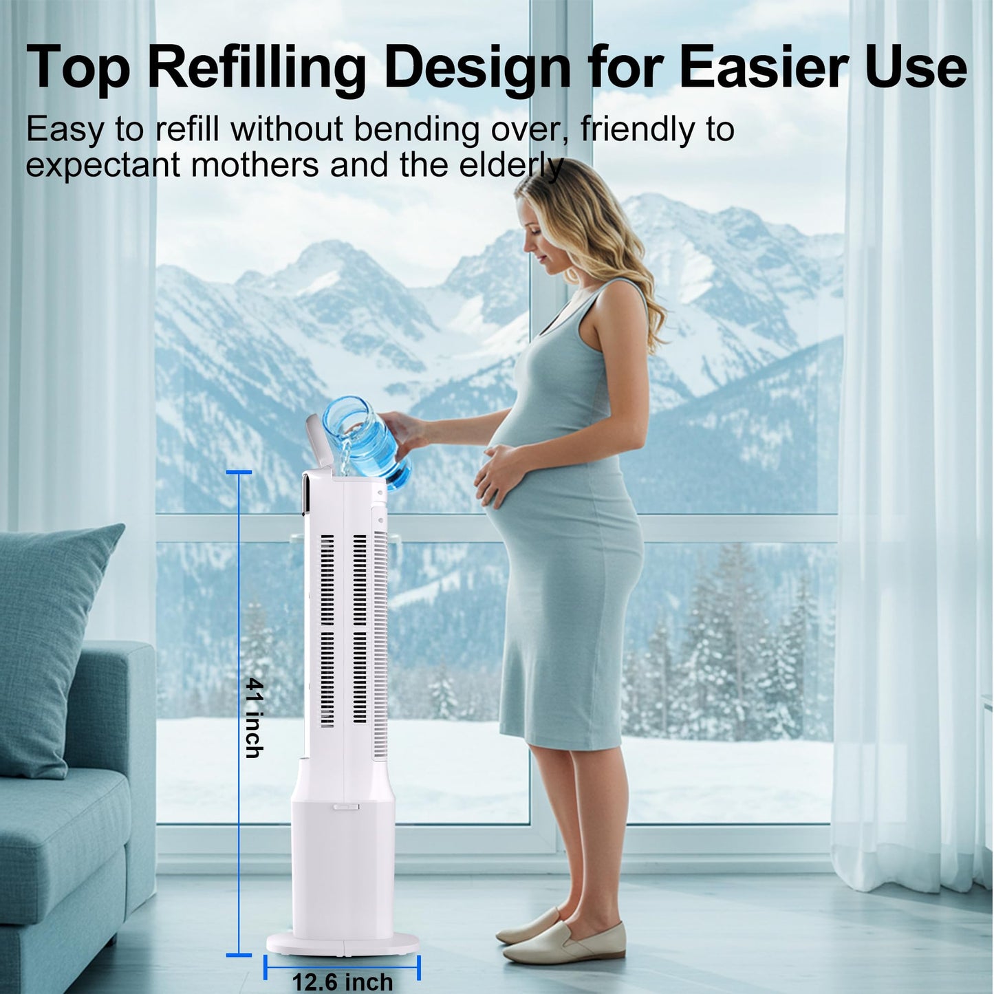 Uthfy 41" Portable Air Conditioners, 120° Oscillating Cooling Fans that Blow Cold Air with 24H Timer,4 Modes&3 Speeds,Dual Water Tank, 4 Ice Packs, Remote, Portable AC, 3 In 1 Swamp Cooler for Bedroom