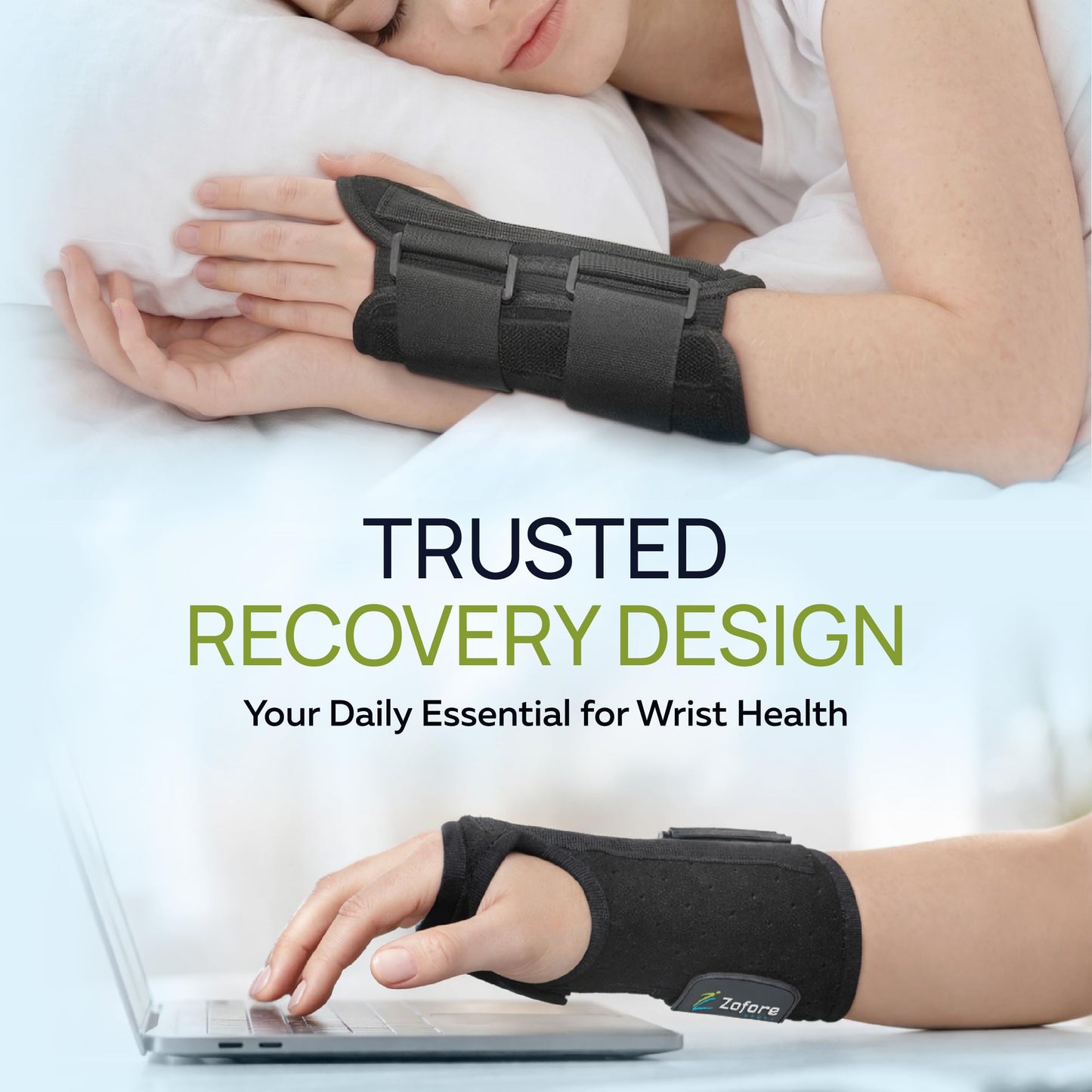 ZOFORE SPORT Carpal Tunnel Wrist Brace Support with 2 Straps and Metal Splint Stabilizer - Helps Relieve Tendinitis Arthritis Carpal Tunnel Pain - Reduces Recovery Time for Men Women - Left (L/XL)