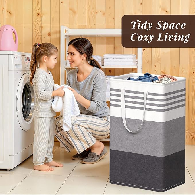 WOWBOX 2 Pack Laundry Hampers Baskets, Freestanding Dirty Clothes Hampers