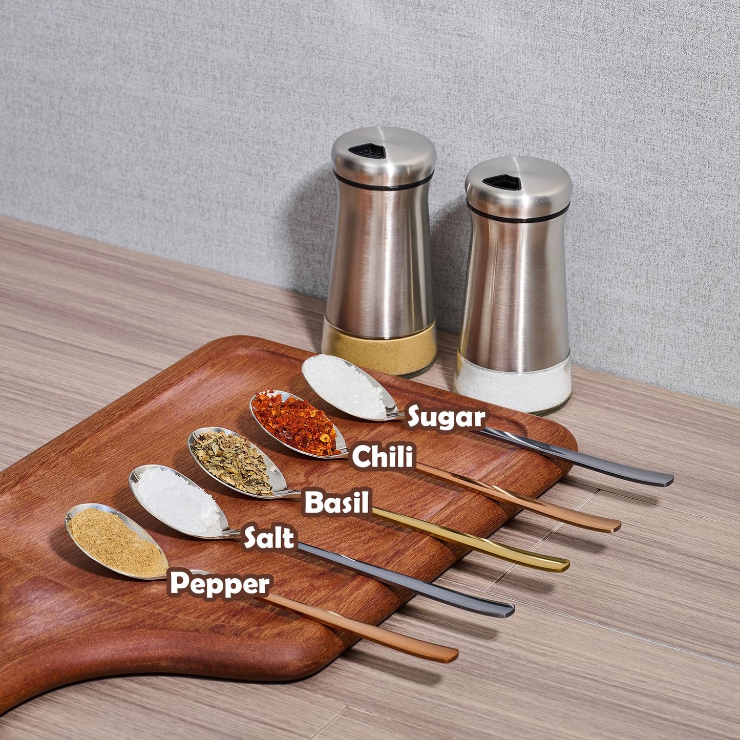 Salt and Pepper Shakers 2pcs with Adjustable Pour Holes Stainless Steel Salt Shaker and Pepper Shaker