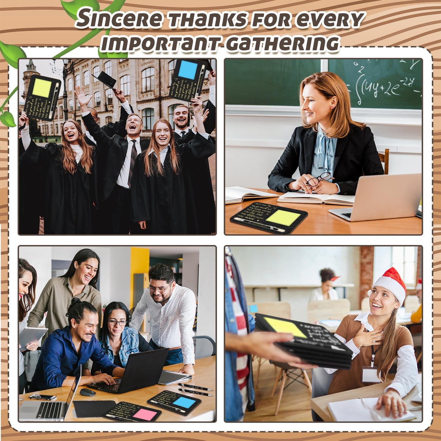 Kosiz 10 Set Employee Appreciation Gifts Bulk May You Be Proud Wooden Sticky Note Holder with Notes and Ballpoint Pens Appreciation Thank You Gift for Team Employee Office Supplies