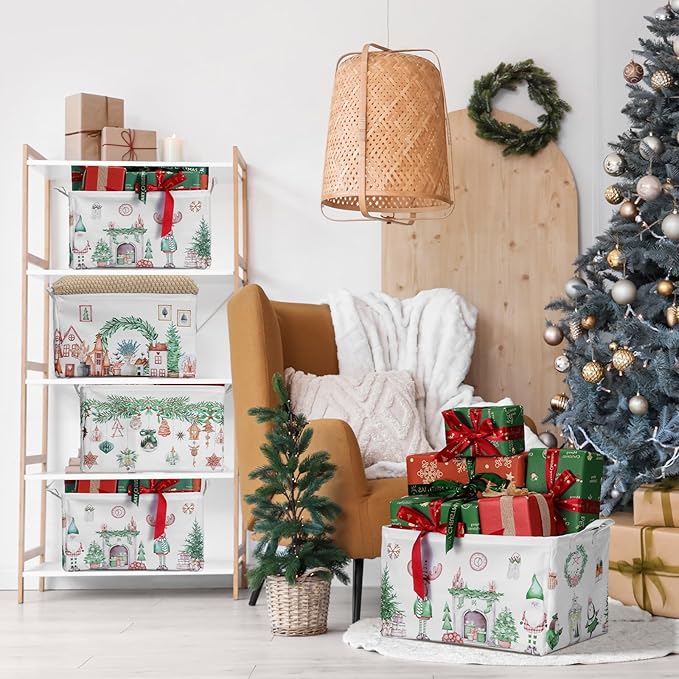 4 Pack Christmas Storage Bin Collapsible Large Christmas Storage Baskets