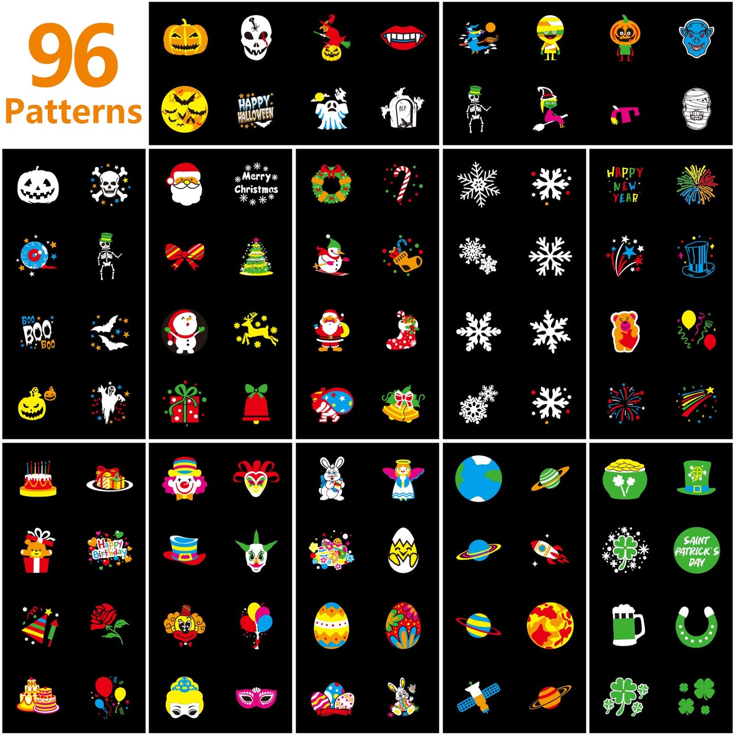 Segotendy Halloween Projector Lights Outdoor, 8 Images Mode with 96 Cartoons,Waterproof Holiday Projector with Remote Control Timer for Valentine Decorations Easter Christmas Halloween Birthday Party