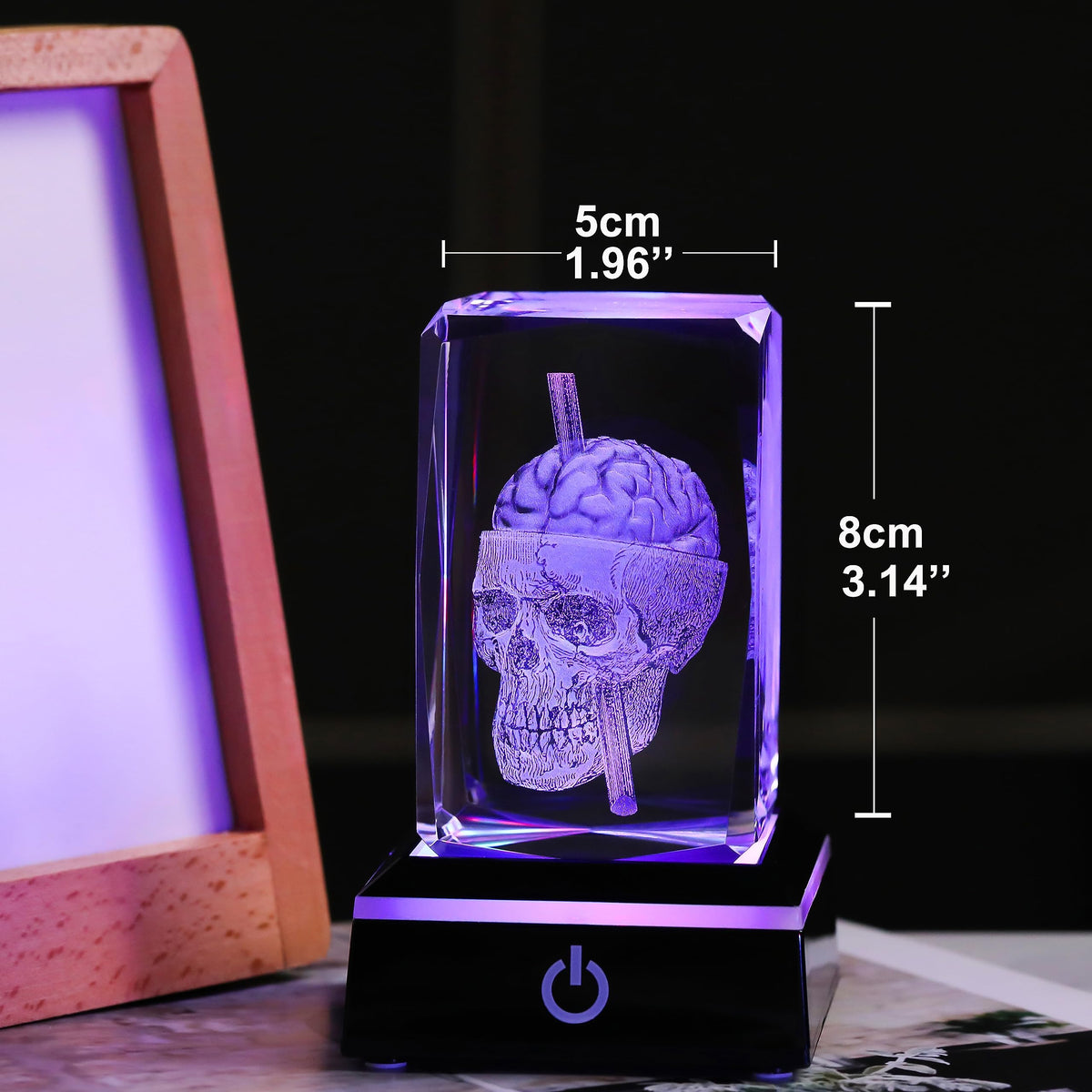Qianwei 3D Crystal Skull Decor- Halloween Skull Light Witch Figurines Occult Medieval Goth Satanic Home Desk Glass Skull Decor Witchy Gifts Horror Lilith Statue