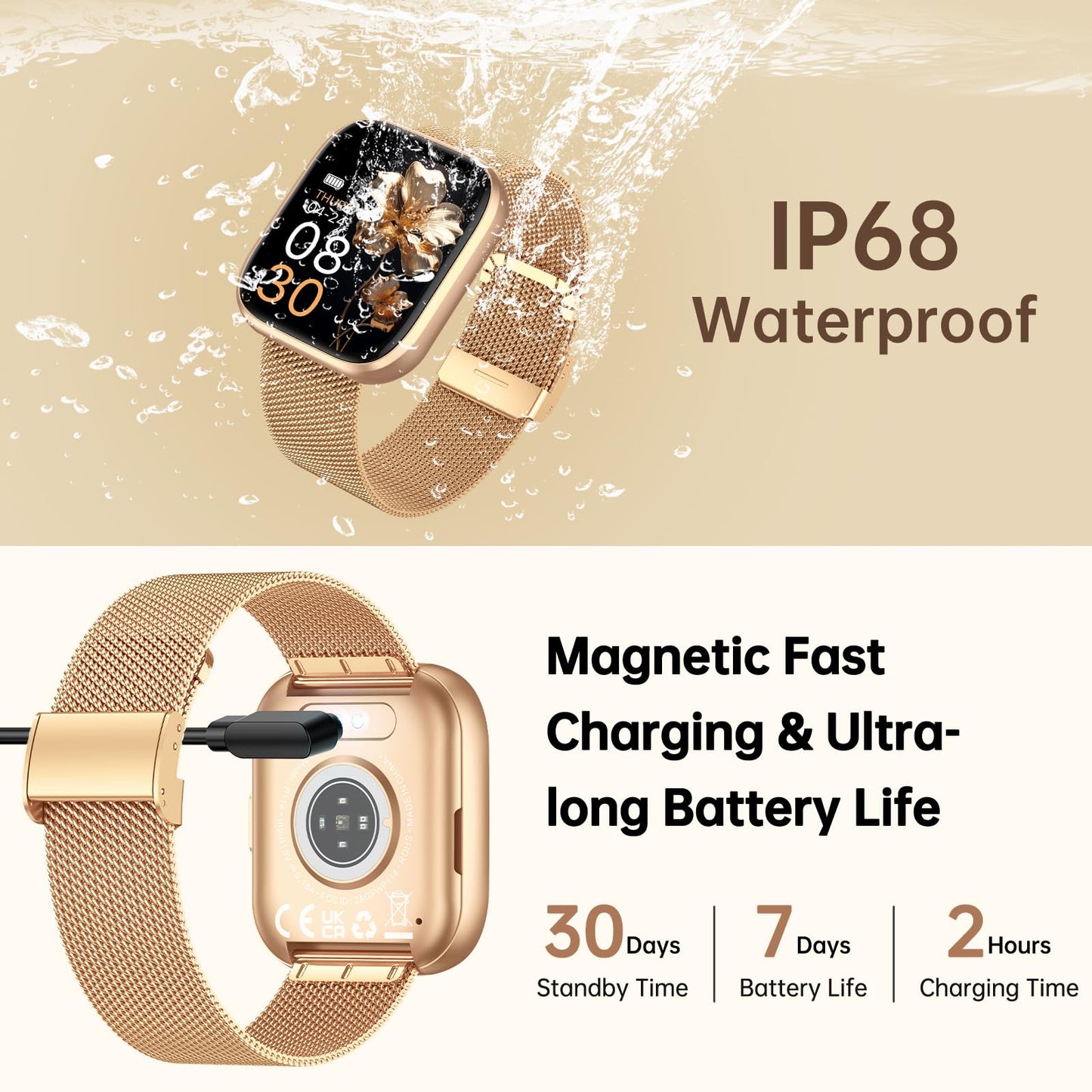 taopodo Smart Watches for Women, 1.91" HD Fitness Tracker (Answer/Make Calls), IP68 Waterproof, 120+ Sport Modes with Heart Rate and Sleep Monitor, Fitness Watch for iPhone/Android