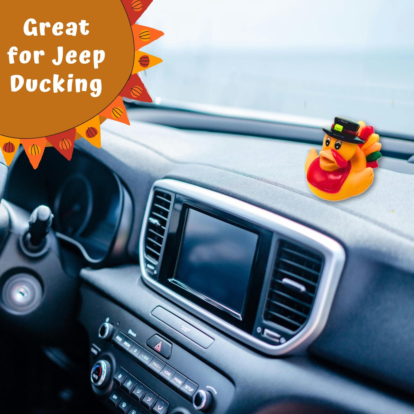 4E's Novelty Thanksgiving Rubber Duckies (12 Pack) Thanksgiving Themed Rubber Ducks Bulk Turkey & Pilgrim Ducks, Thanksgiving Party Favors Supplies for Kids Adults, Table Centerpiece, Bath Toys