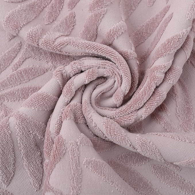 Pidada Hand Towels Set of 4 Leaf Pattern 100% Cotton Absorbent Soft Decorative