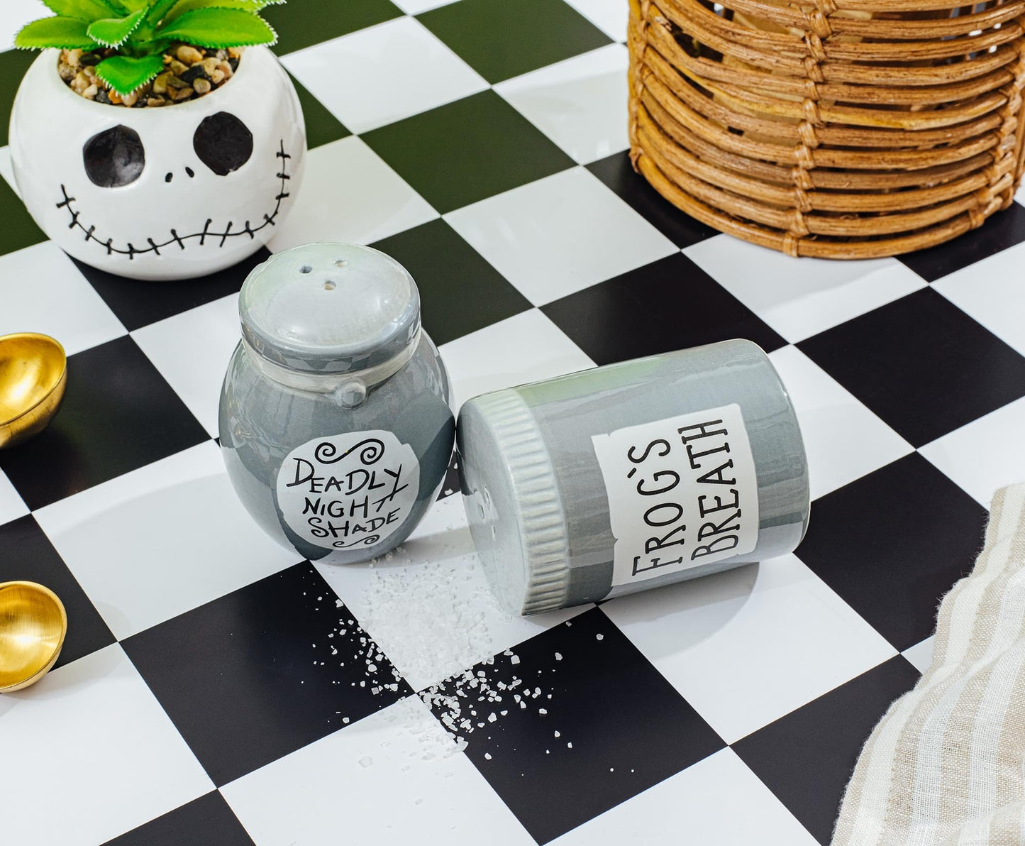 Disney The Nightmare Before Christmas Sally Jars Salt and Pepper Shaker Set | Spice Dispenser Storage Canisters