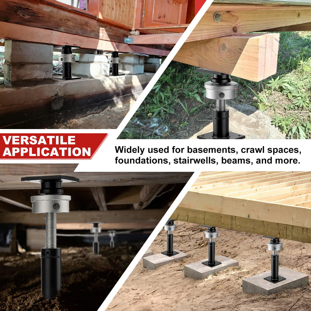 TRUCFUSION Screw Jacks Post Home Leveling, 9.5-15" House Floor Jacks, Foundation Floor Jack for Crawl Space, 22,046 lbs Load Capacity, 2 PCS Black