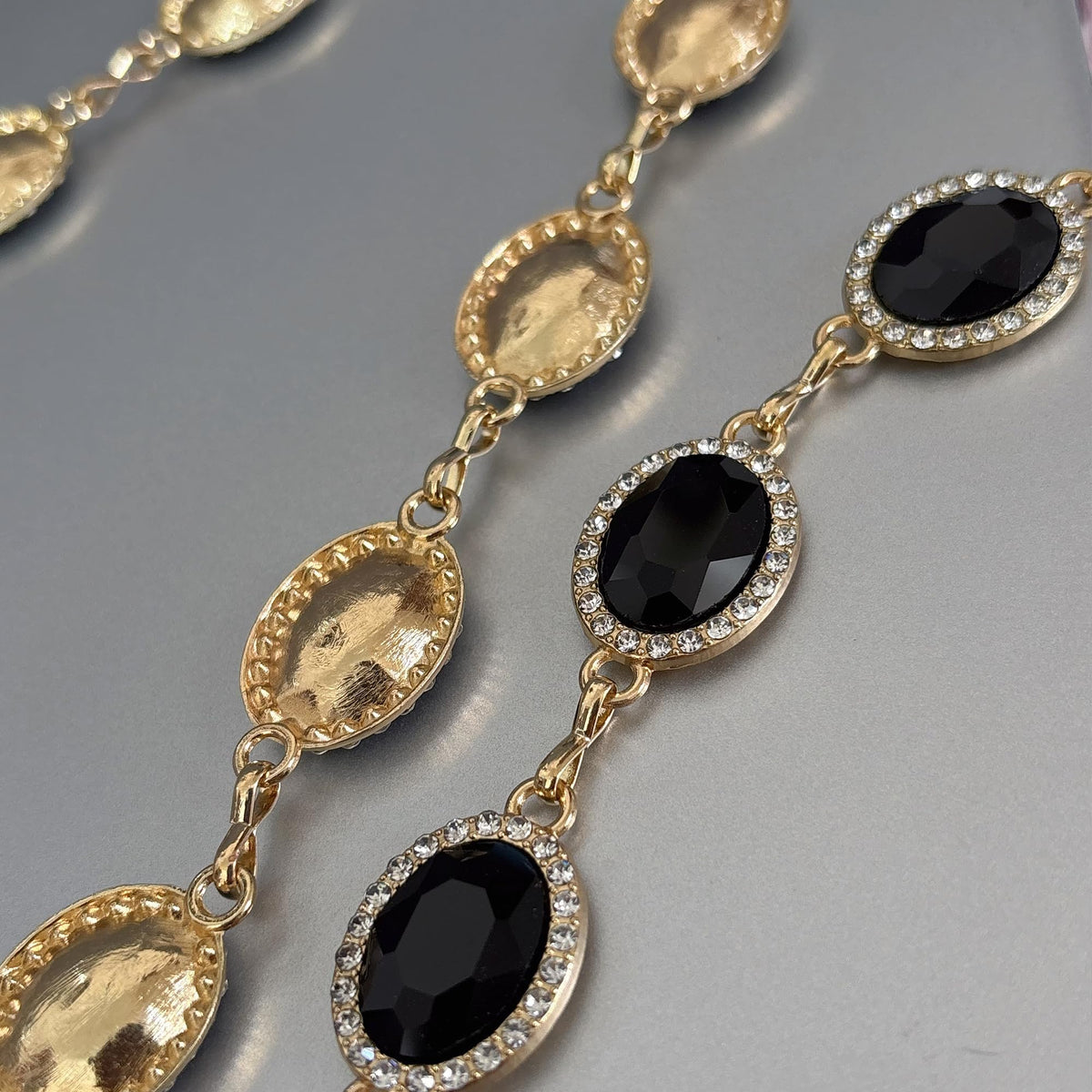 Whssusie Women Diamond Chain Belt Gold Metal Belt Renaissance Accessories Fantasy Belts Women, Black